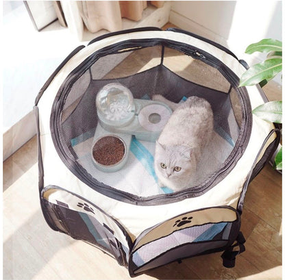 Pet Play Pen : For Indoor, Outdoor Use. Collapsible, Portable, Lightweight - Blue