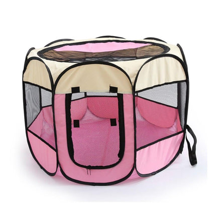 Pet Play Pen : For Indoor, Outdoor Use. Collapsible, Portable, Lightweight - Blue